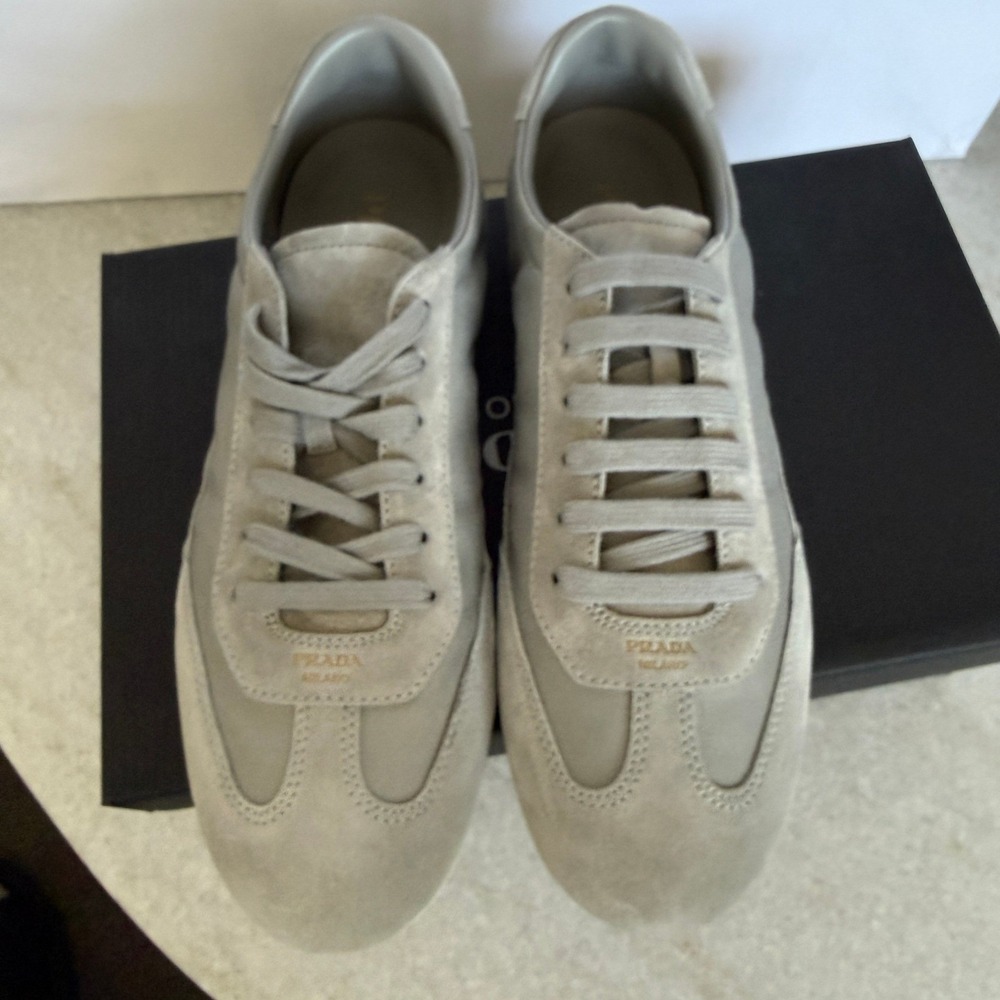 Prada Milano 2EG442 Men Grey Suede and Fabric Low Top Sneakers Trainers Sz UK 11 - Picture 16 of 16